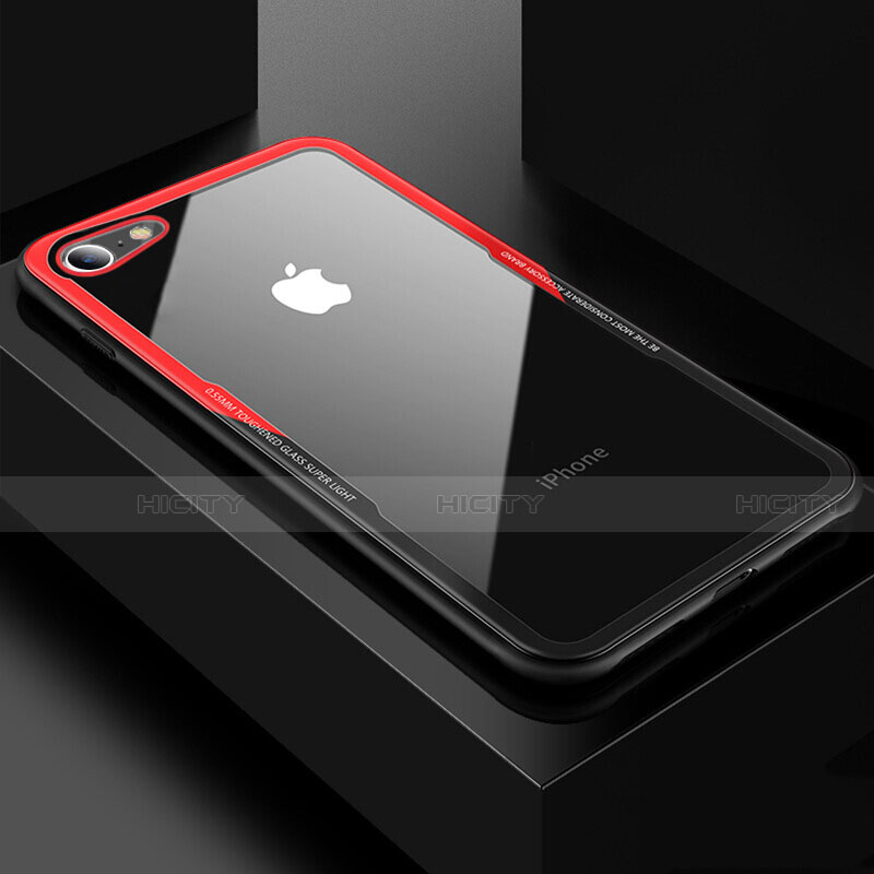 Custodia Silicone Trasparente Specchio Laterale Cover per Apple iPhone 8 Rosso e Nero