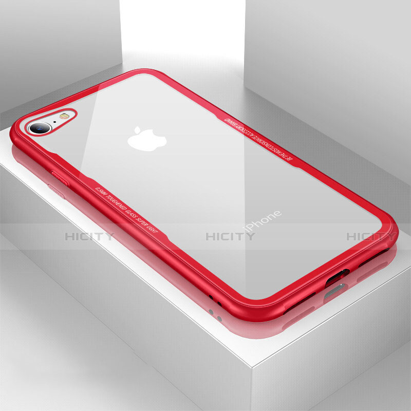 Custodia Silicone Trasparente Specchio Laterale Cover per Apple iPhone SE (2020) Rosso