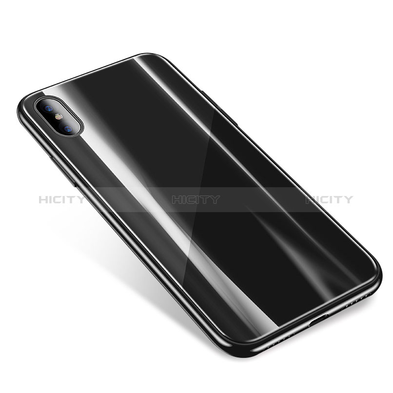 Custodia Silicone Trasparente Specchio Laterale Cover per Apple iPhone Xs Max Nero