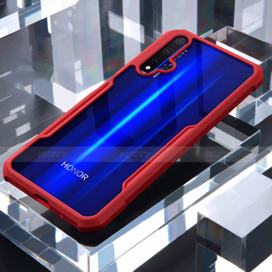 Custodia Silicone Trasparente Specchio Laterale Cover per Huawei Honor 20S Rosso
