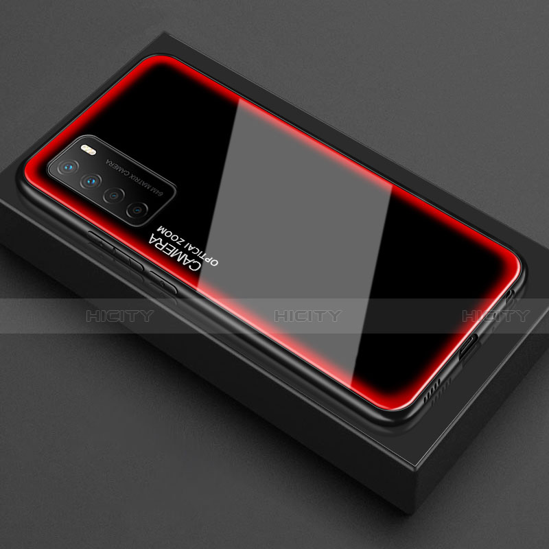 Custodia Silicone Trasparente Specchio Laterale Cover per Huawei Honor Play4 5G Rosso