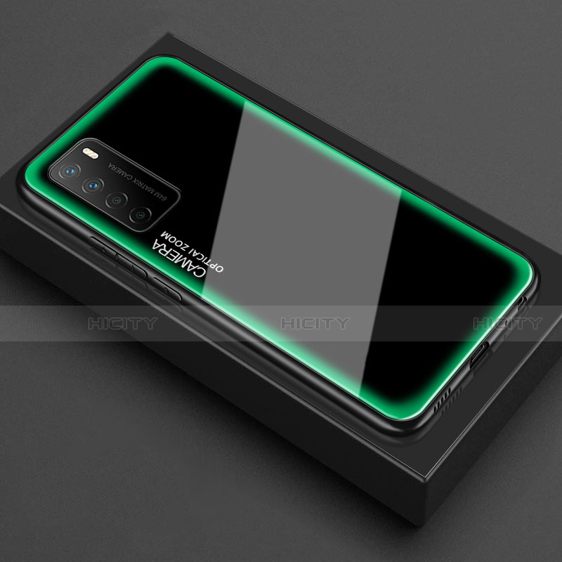Custodia Silicone Trasparente Specchio Laterale Cover per Huawei Honor Play4 5G Verde