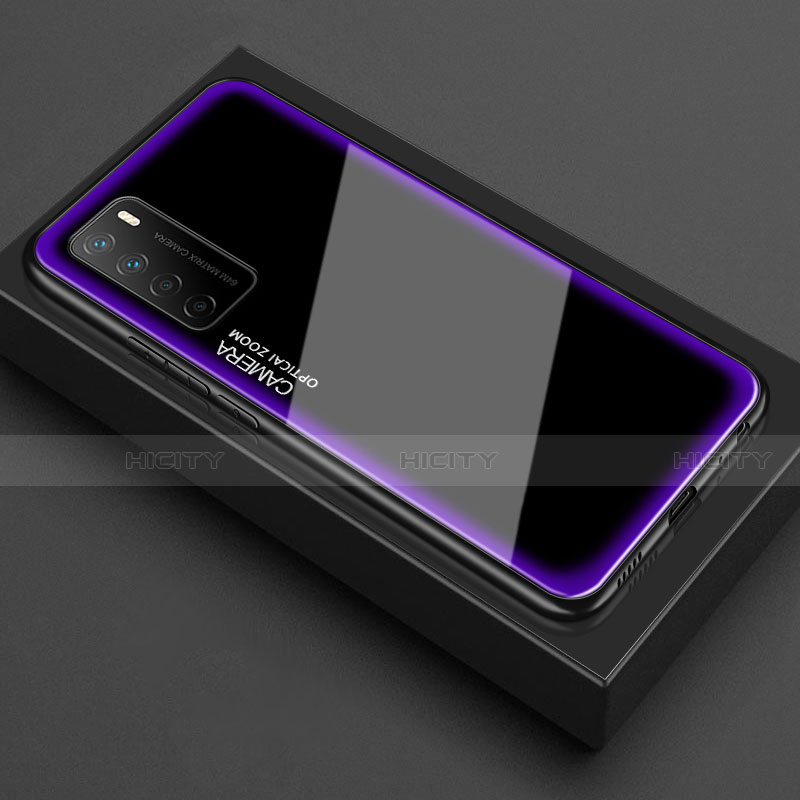 Custodia Silicone Trasparente Specchio Laterale Cover per Huawei Honor Play4 5G Viola