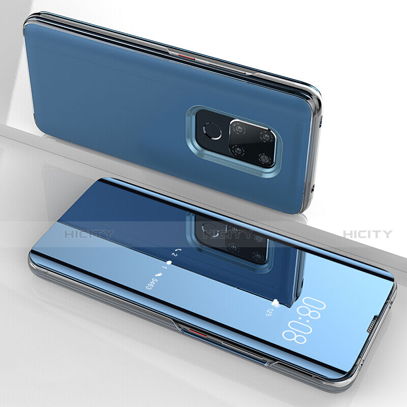 Custodia Silicone Trasparente Specchio Laterale Cover per Huawei Mate 20 Blu