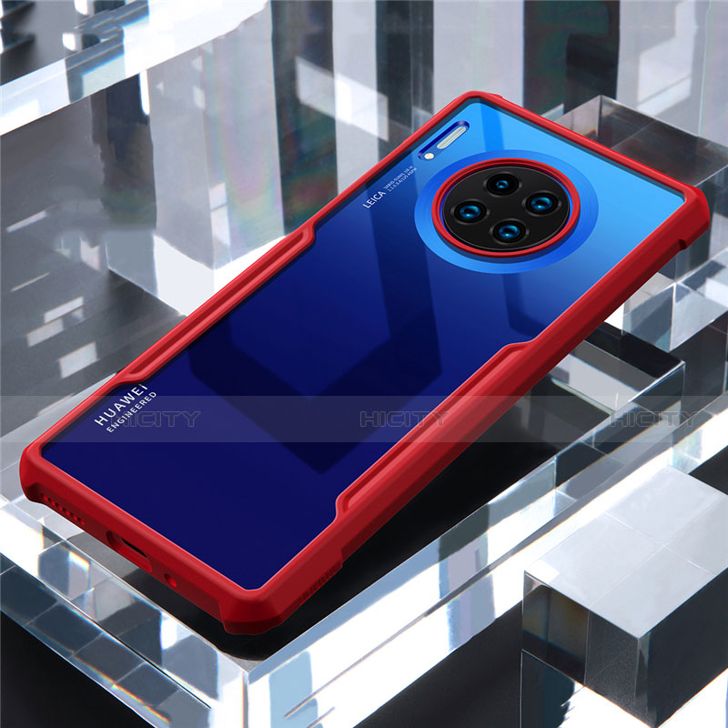 Custodia Silicone Trasparente Specchio Laterale Cover per Huawei Mate 30 Pro 5G Rosso