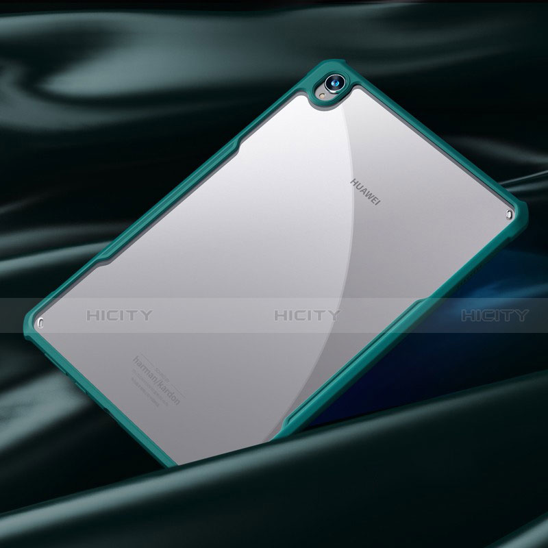 Custodia Silicone Trasparente Specchio Laterale Cover per Huawei MediaPad M6 8.4 Ciano