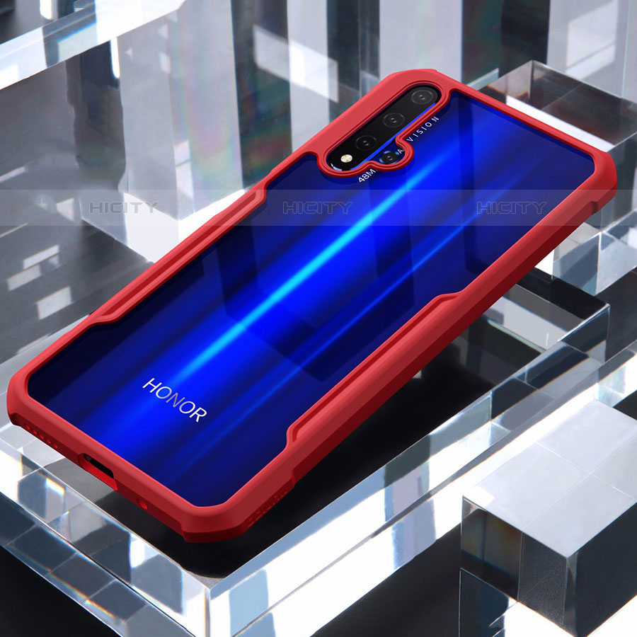 Custodia Silicone Trasparente Specchio Laterale Cover per Huawei Nova 5T Rosso