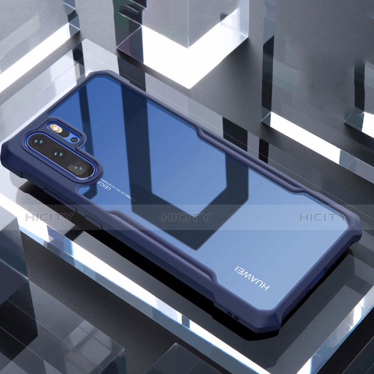 Custodia Silicone Trasparente Specchio Laterale Cover per Huawei P30 Pro Blu
