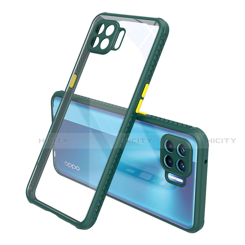 Custodia Silicone Trasparente Specchio Laterale Cover per Oppo A93 Verde Notte