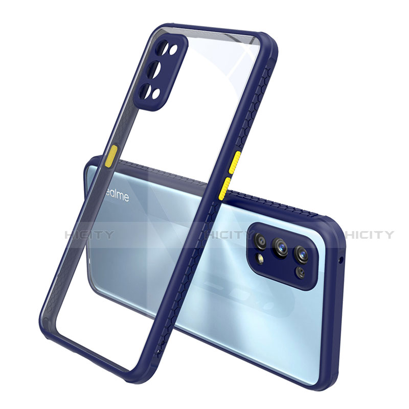 Custodia Silicone Trasparente Specchio Laterale Cover per Realme 7 Pro Blu