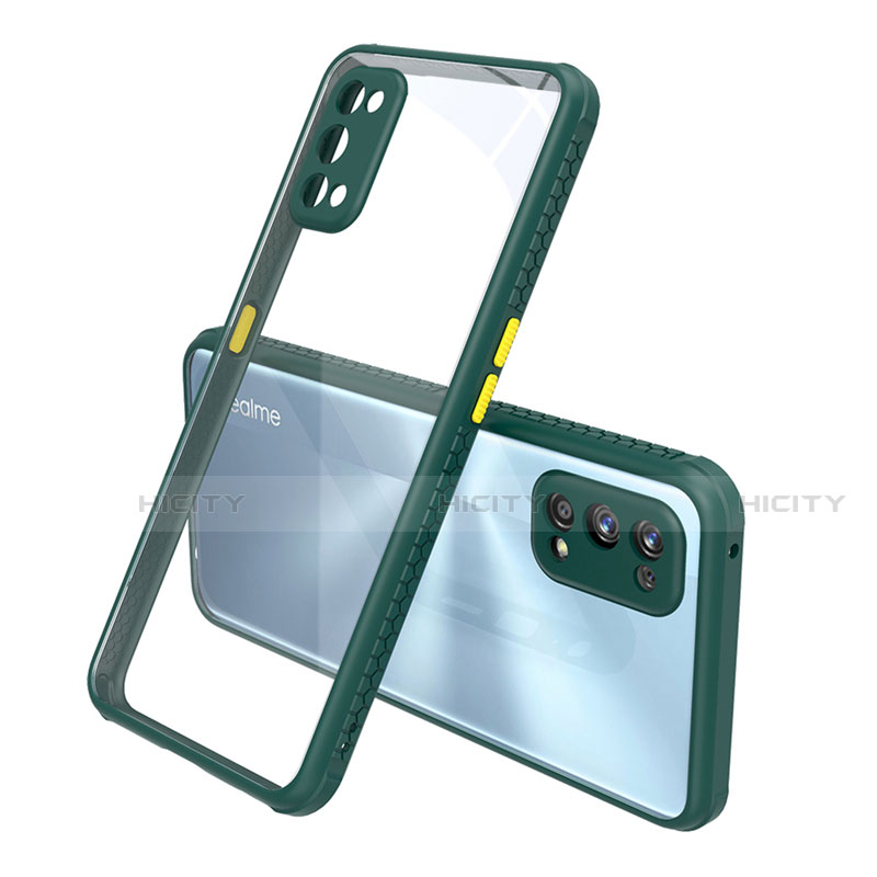 Custodia Silicone Trasparente Specchio Laterale Cover per Realme 7 Pro Verde Notte