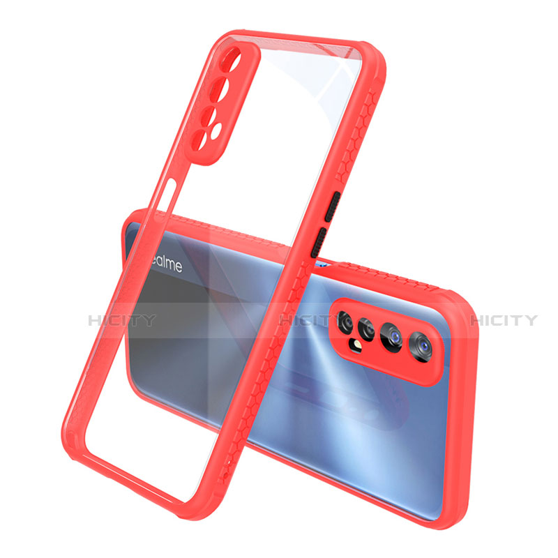 Custodia Silicone Trasparente Specchio Laterale Cover per Realme 7 Rosso