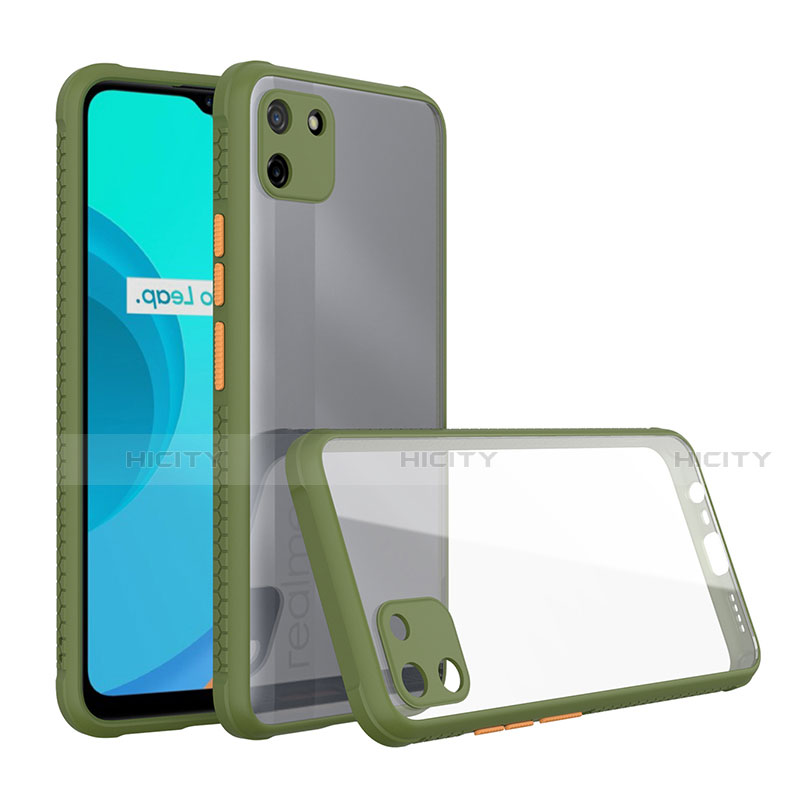 Custodia Silicone Trasparente Specchio Laterale Cover per Realme C11 Verde