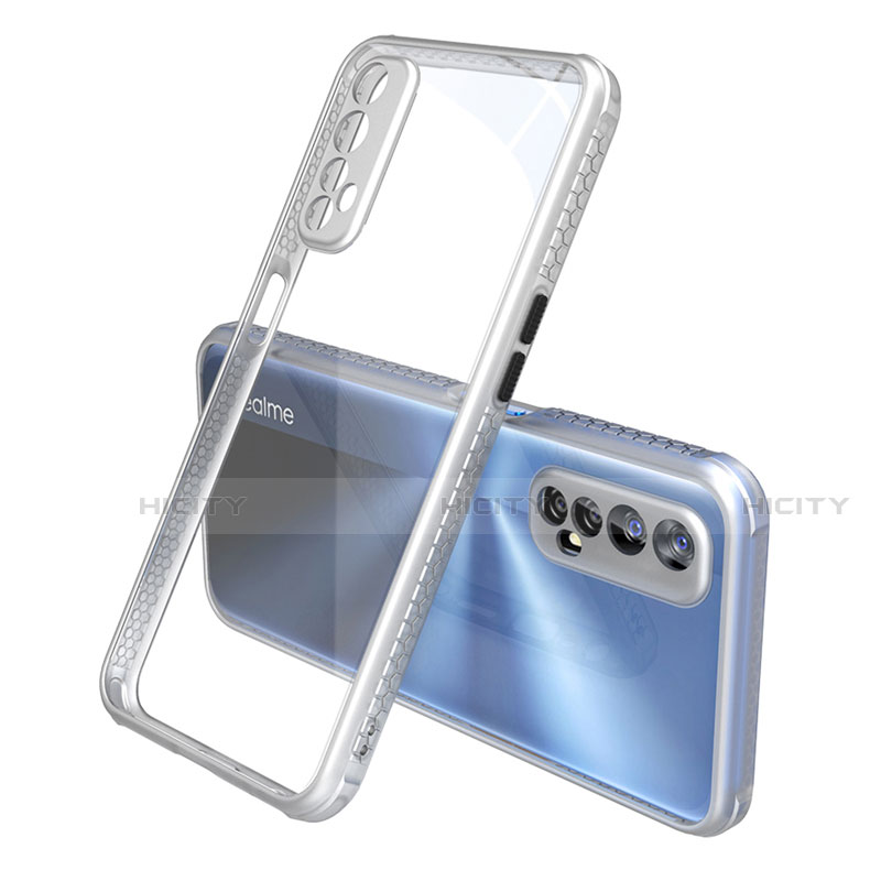 Custodia Silicone Trasparente Specchio Laterale Cover per Realme Narzo 20 Pro Argento