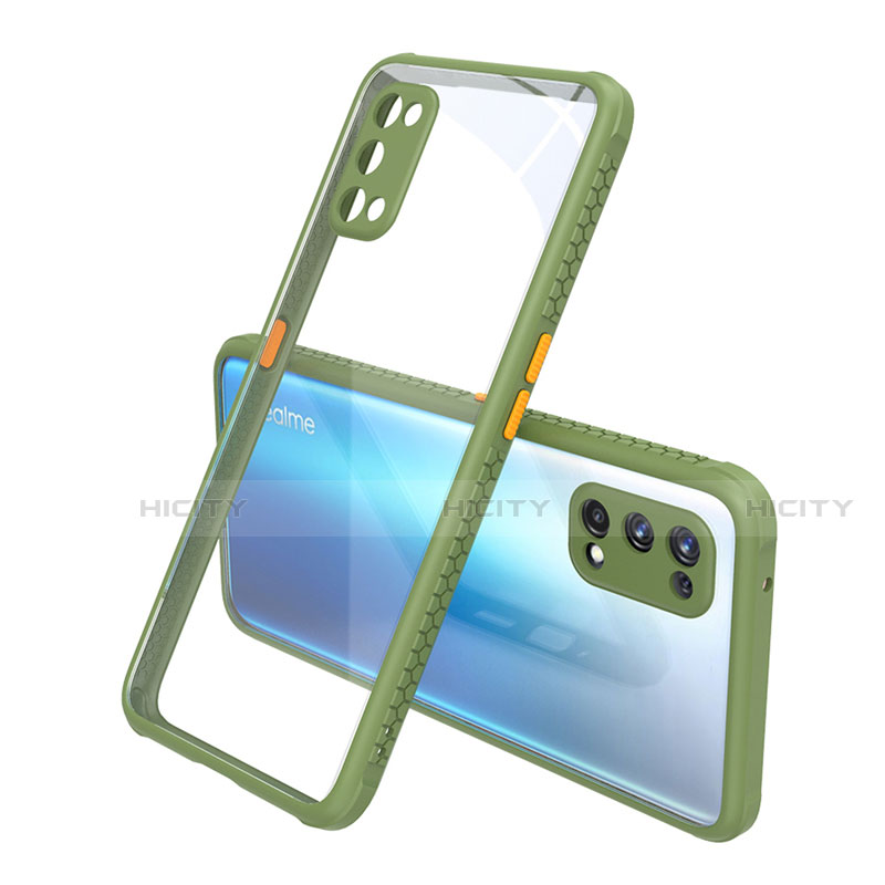 Custodia Silicone Trasparente Specchio Laterale Cover per Realme X7 5G Verde