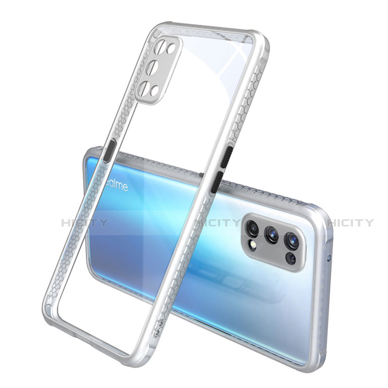 Custodia Silicone Trasparente Specchio Laterale Cover per Realme X7 Pro 5G Argento