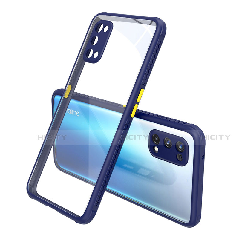 Custodia Silicone Trasparente Specchio Laterale Cover per Realme X7 Pro 5G Blu