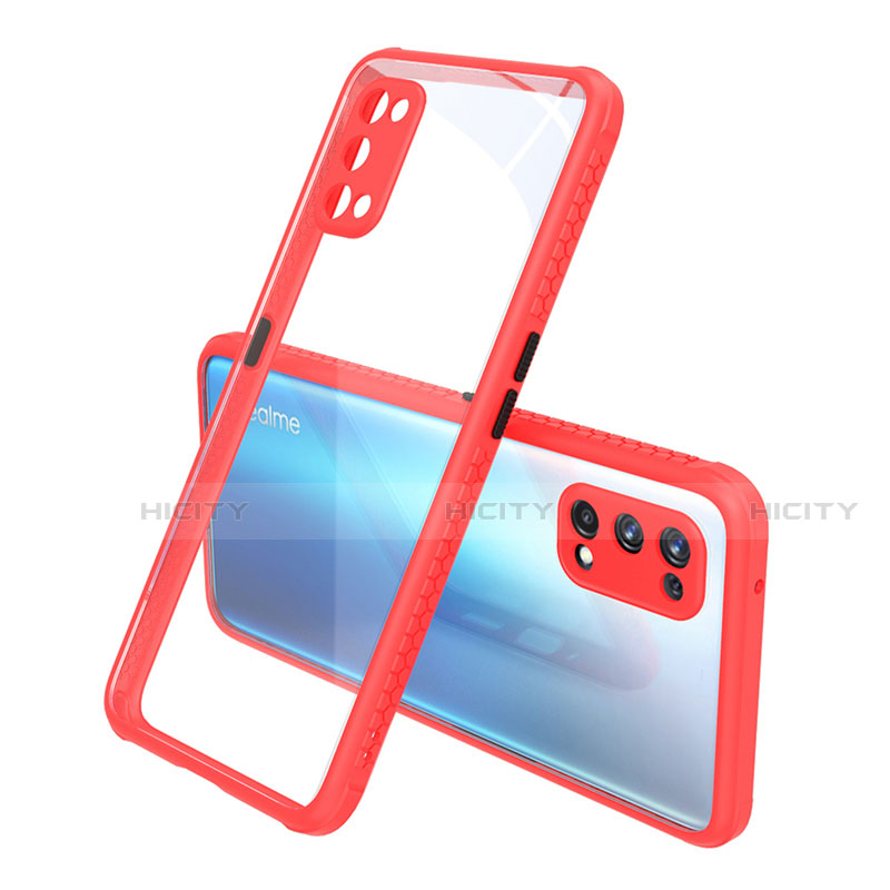 Custodia Silicone Trasparente Specchio Laterale Cover per Realme X7 Pro 5G Rosso