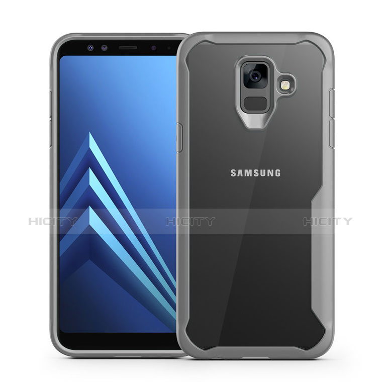 Custodia Silicone Trasparente Specchio Laterale Cover per Samsung Galaxy A6 (2018) Grigio