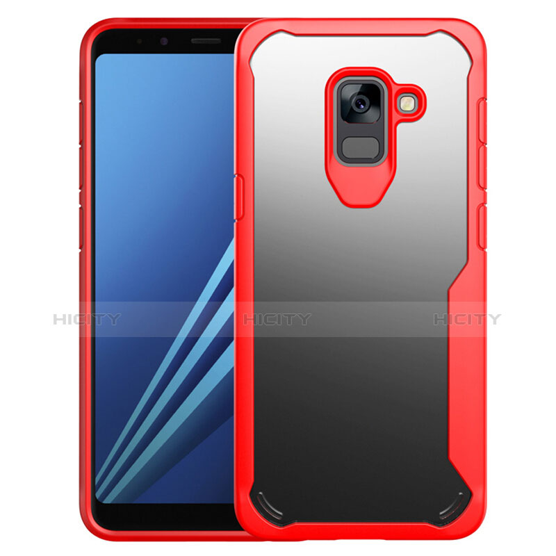 Custodia Silicone Trasparente Specchio Laterale Cover per Samsung Galaxy A8+ A8 Plus (2018) Duos A730F Rosso