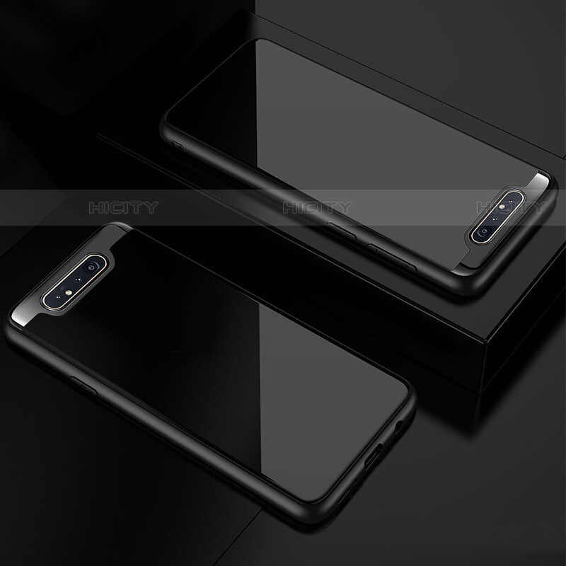 Custodia Silicone Trasparente Specchio Laterale Cover per Samsung Galaxy A80