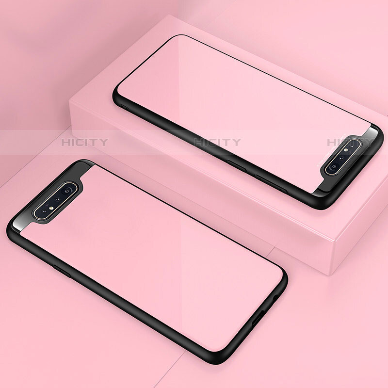 Custodia Silicone Trasparente Specchio Laterale Cover per Samsung Galaxy A80