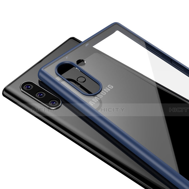 Custodia Silicone Trasparente Specchio Laterale Cover per Samsung Galaxy Note 10 5G Blu