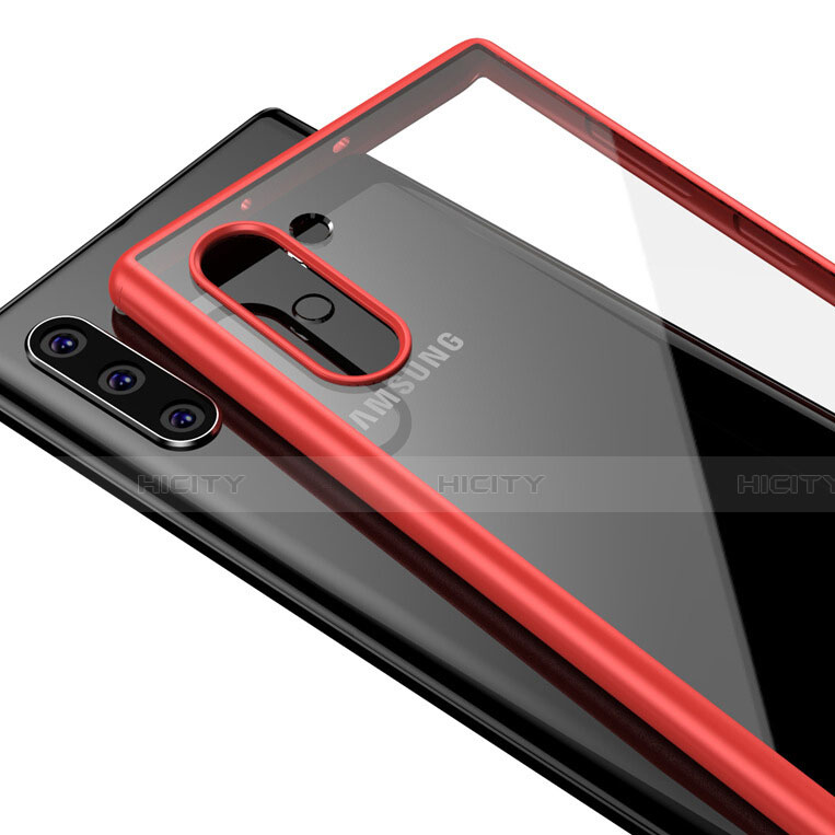 Custodia Silicone Trasparente Specchio Laterale Cover per Samsung Galaxy Note 10 5G Rosso