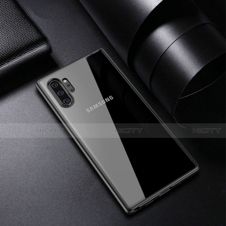 Custodia Silicone Trasparente Specchio Laterale Cover per Samsung Galaxy Note 10 Plus Nero