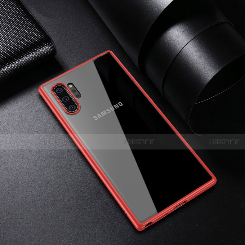 Custodia Silicone Trasparente Specchio Laterale Cover per Samsung Galaxy Note 10 Plus Rosso