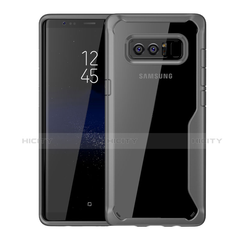 Custodia Silicone Trasparente Specchio Laterale Cover per Samsung Galaxy Note 8 Grigio