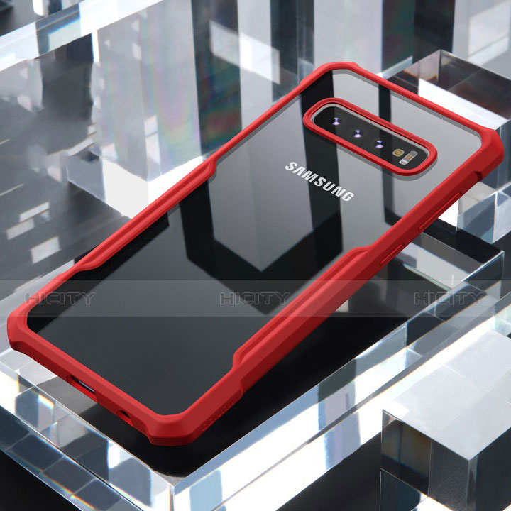 Custodia Silicone Trasparente Specchio Laterale Cover per Samsung Galaxy S10 Plus Rosso