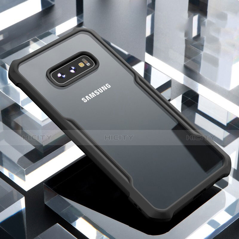 Custodia Silicone Trasparente Specchio Laterale Cover per Samsung Galaxy S10e Nero