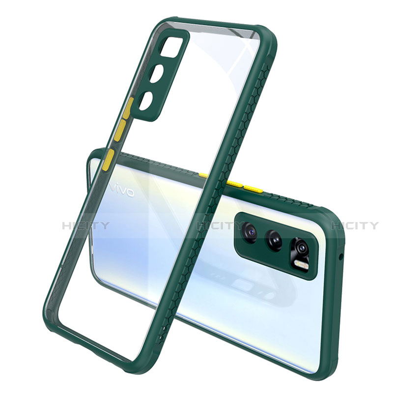 Custodia Silicone Trasparente Specchio Laterale Cover per Vivo Y70 (2020) Verde Notte