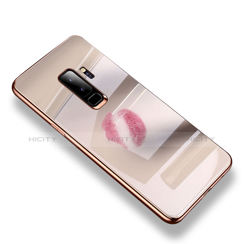 Custodia Silicone Trasparente Specchio Laterale Cover S01 per Samsung Galaxy S9 Plus Oro