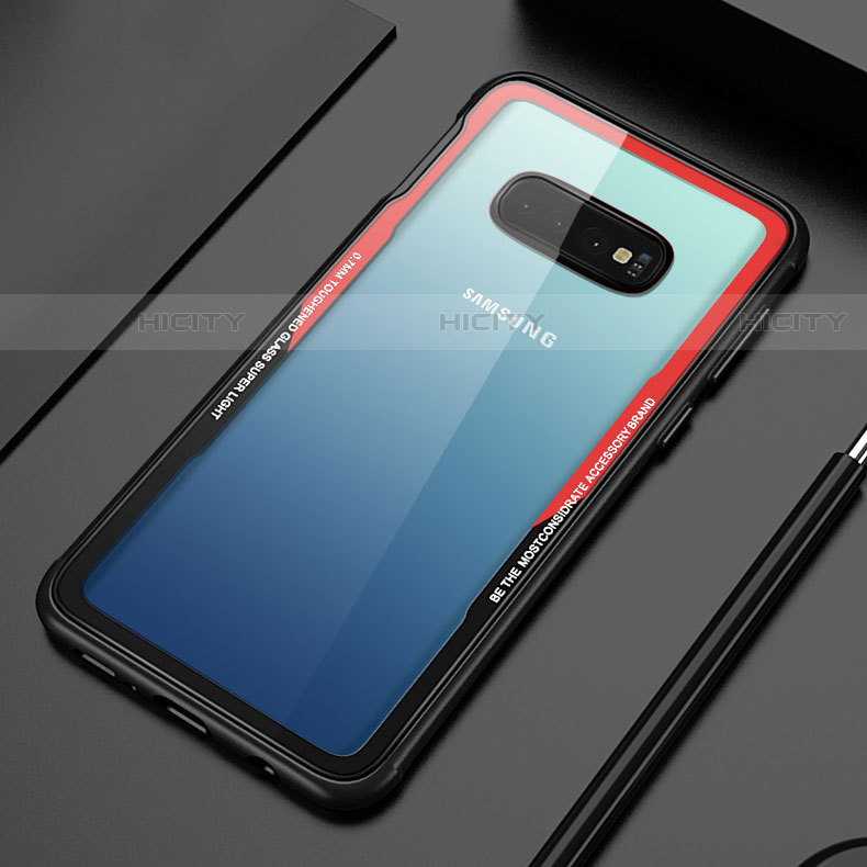 Custodia Silicone Trasparente Specchio Laterale Cover T01 per Samsung Galaxy S10 5G Rosso