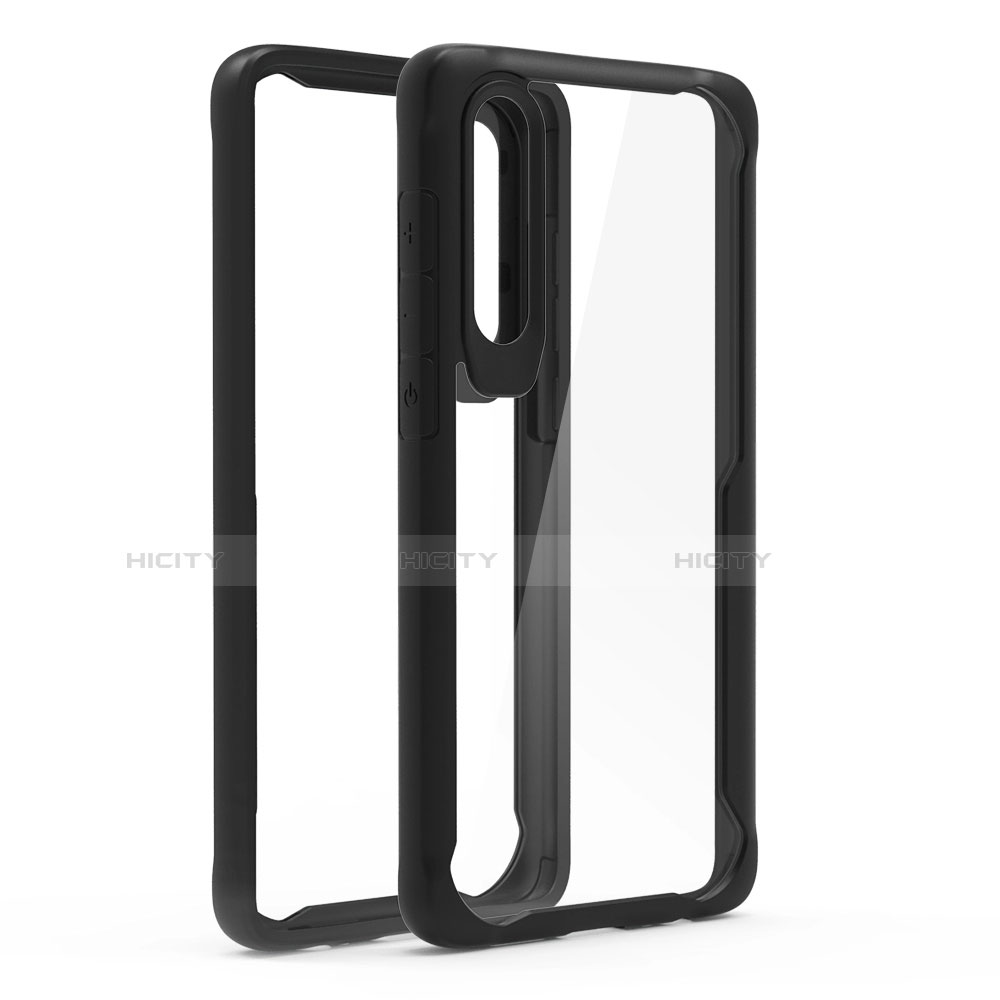 Custodia Silicone Trasparente Specchio Laterale Cover T02 per Huawei P30 Nero