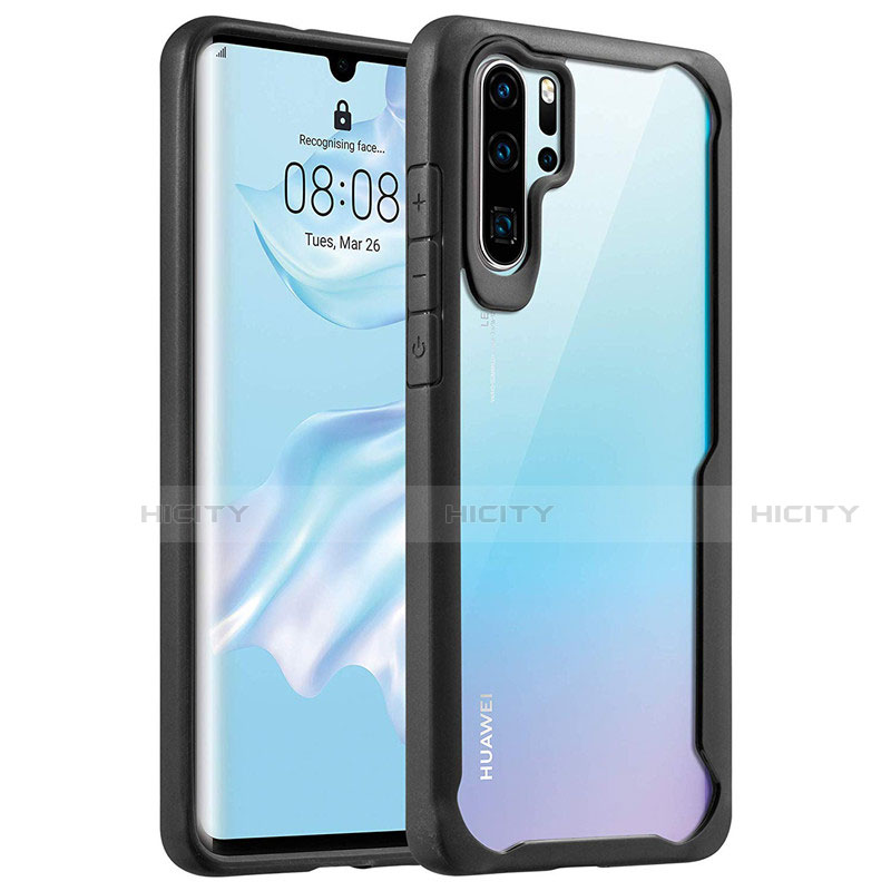 Custodia Silicone Trasparente Specchio Laterale Cover Z02 per Huawei P30 Pro Nero