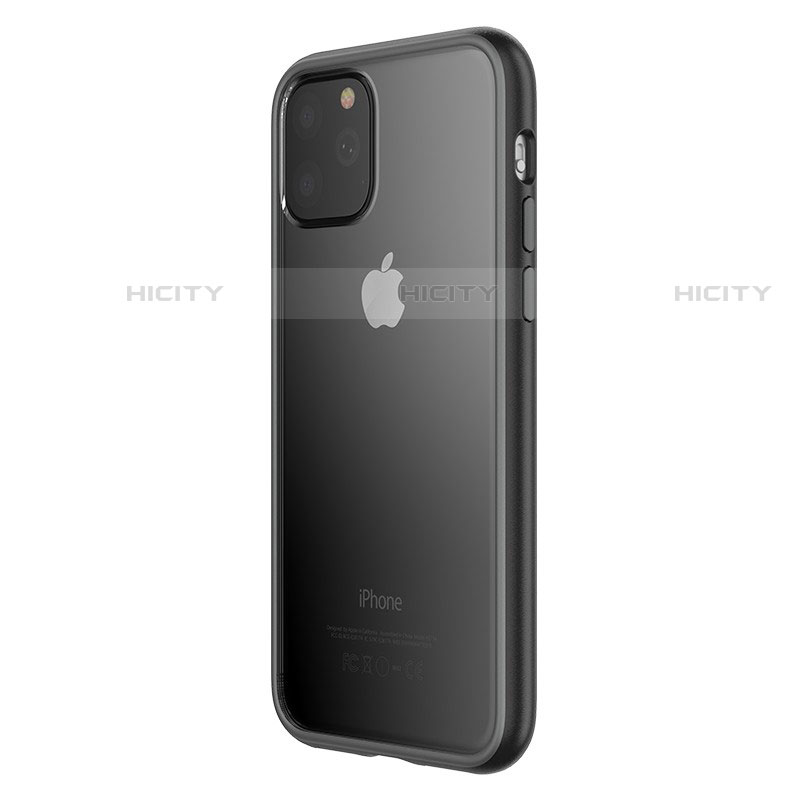 Custodia Silicone Trasparente Specchio Laterale per Apple iPhone 11 Pro Max Nero