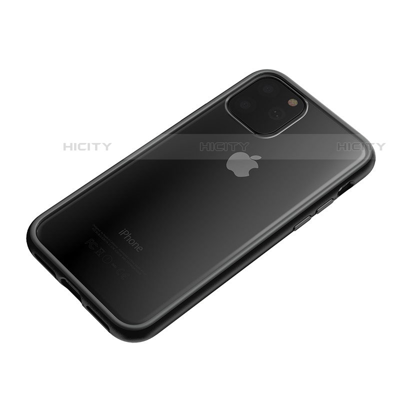 Custodia Silicone Trasparente Specchio Laterale per Apple iPhone 11 Pro Max Nero