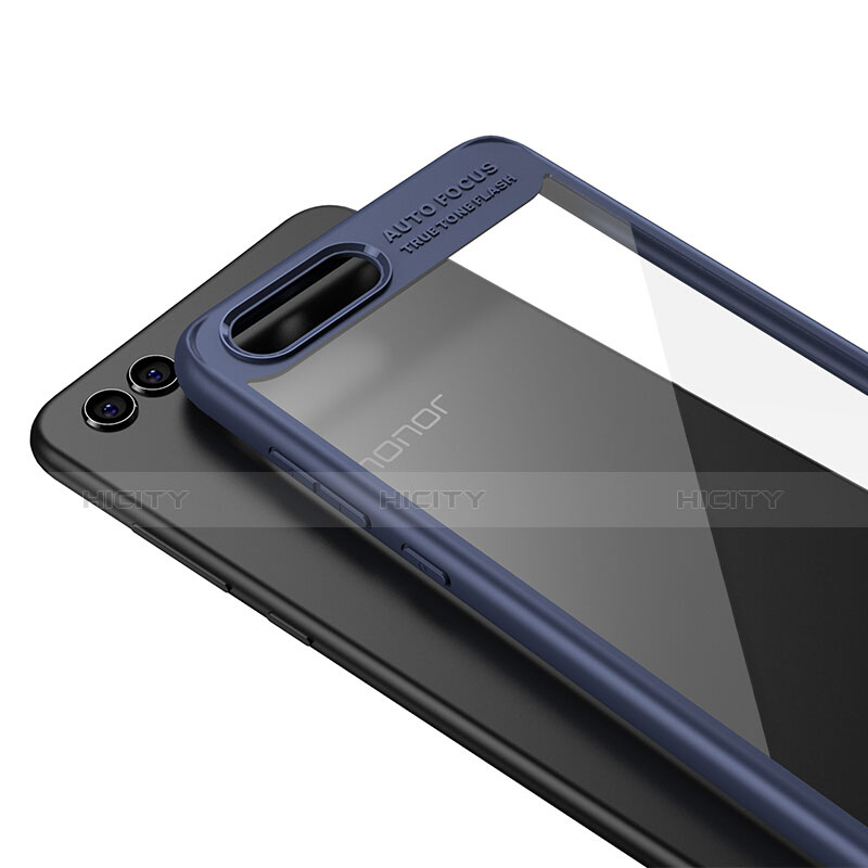 Custodia Silicone Trasparente Specchio Laterale per Huawei Honor V10 Blu
