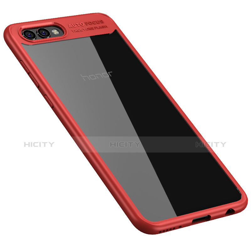 Custodia Silicone Trasparente Specchio Laterale per Huawei Honor V10 Rosso