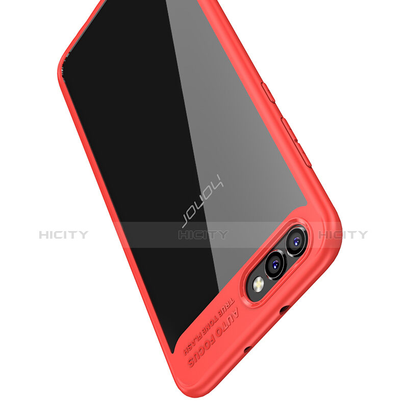 Custodia Silicone Trasparente Specchio Laterale per Huawei Honor V10 Rosso