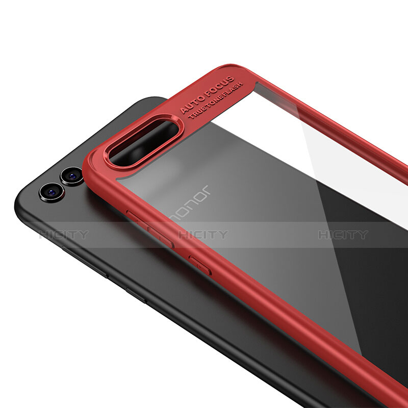 Custodia Silicone Trasparente Specchio Laterale per Huawei Honor V10 Rosso