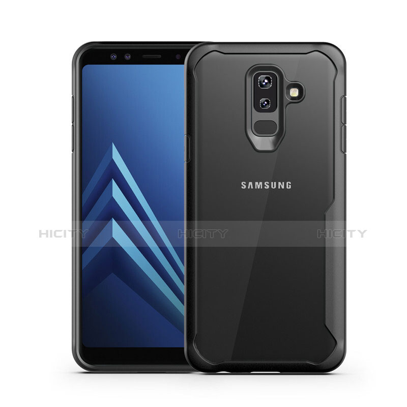 Custodia Silicone Trasparente Specchio Laterale per Samsung Galaxy A6 Plus Nero