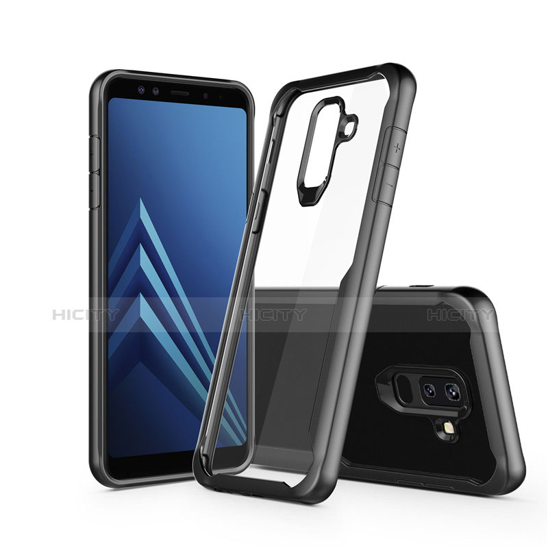 Custodia Silicone Trasparente Specchio Laterale per Samsung Galaxy A6 Plus Nero