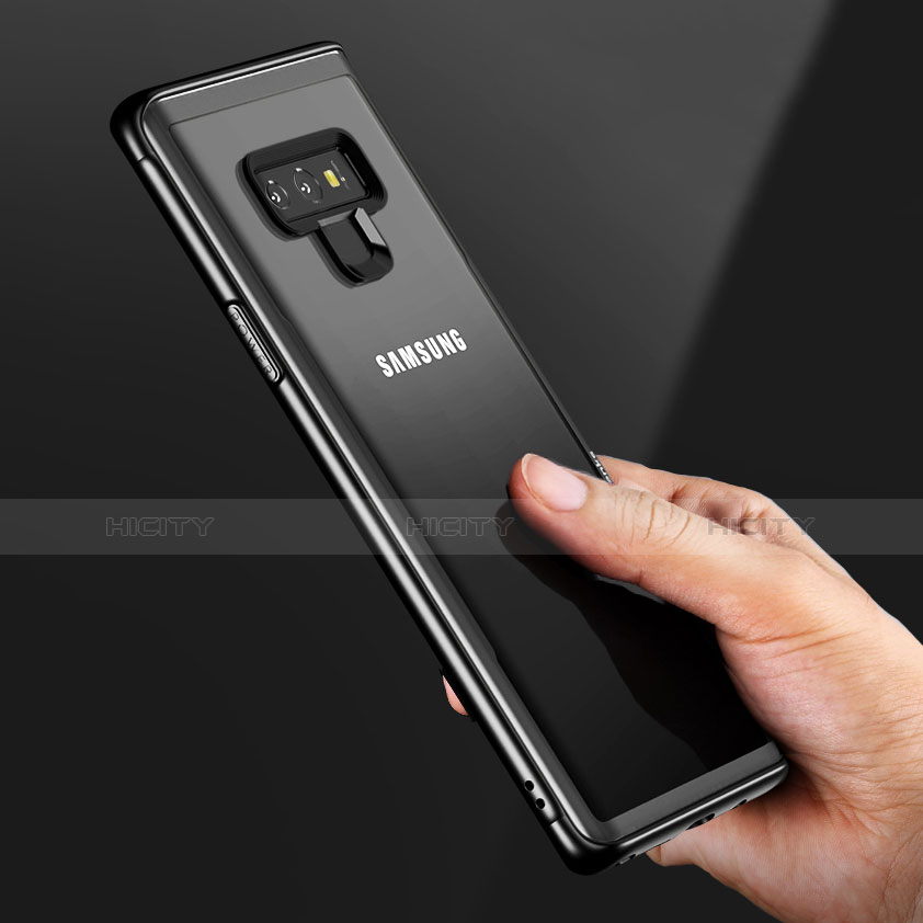 Custodia Silicone Trasparente Specchio Laterale per Samsung Galaxy Note 9 Nero