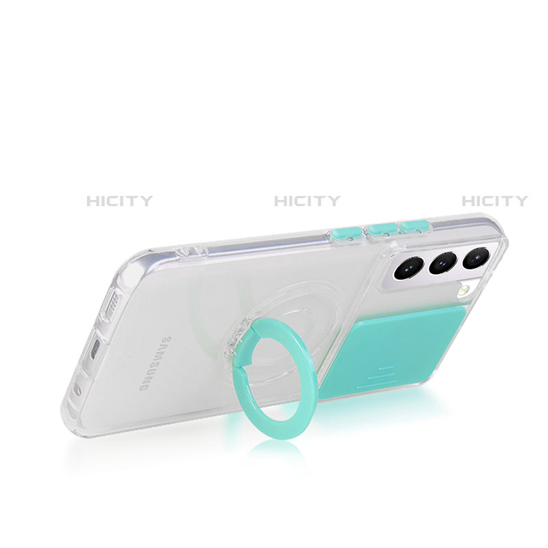 Custodia Silicone Trasparente Ultra Slim Cover Morbida con Anello Supporto A01 per Samsung Galaxy S21 Plus 5G