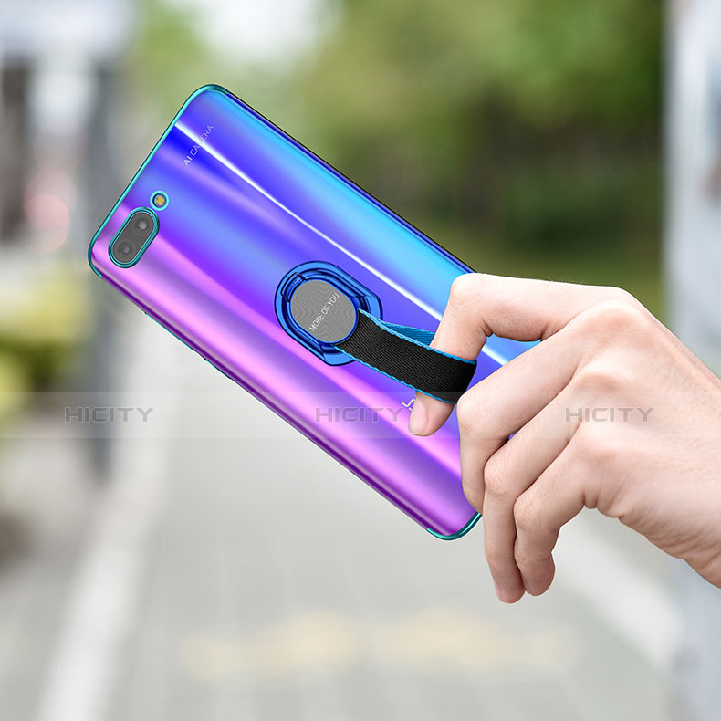 Custodia Silicone Trasparente Ultra Slim Cover Morbida con Anello Supporto per Huawei Honor 10