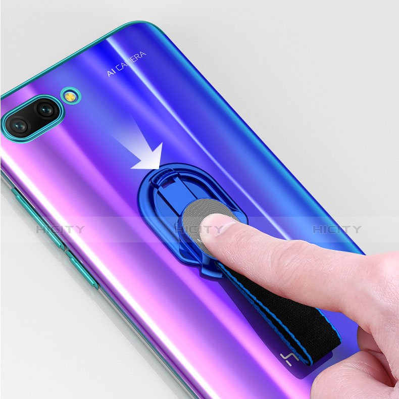 Custodia Silicone Trasparente Ultra Slim Cover Morbida con Anello Supporto per Huawei Honor 10